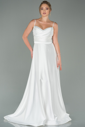 White Long Satin Evening Dress ABU1601