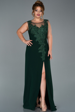 Long Emerald Green Plus Size Evening Dress ABU1870