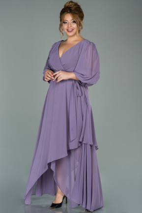 Long Lavender Chiffon Plus Size Evening Dress ABU3407