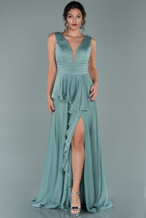 Turquoise Long Satin Evening Dress ABU1751