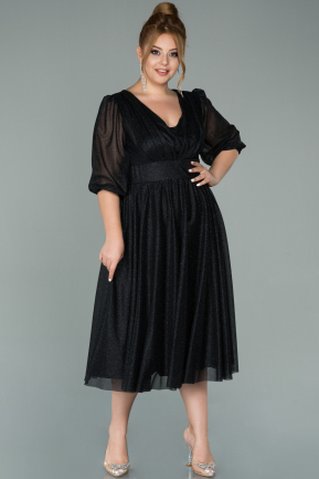 Short Black Plus Size Evening Dress ABK1098
