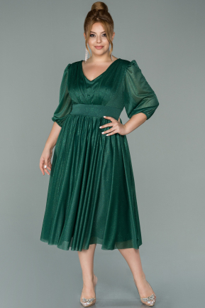 Short Emerald Green Plus Size Evening Dress ABK1098