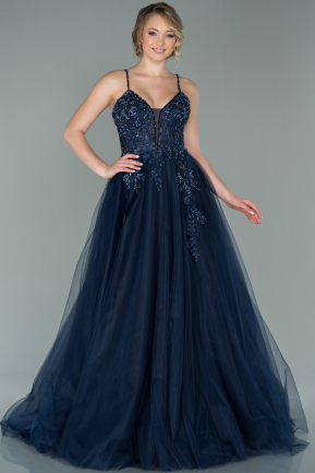 Long Navy Blue Haute Couture ABU1575