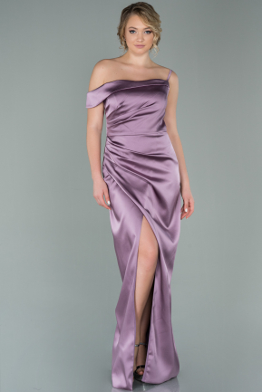 Long Lavender Satin Prom Gown ABU1918