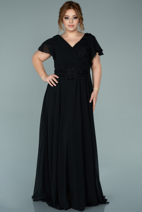 Long Black Chiffon Oversized Evening Dress ABU1966