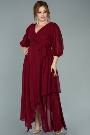 Burgundy Midi Chiffon Oversized Evening Dress ABK1083