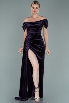 Long Purple Velvet Evening Dress ABU1990