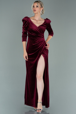Long Burgundy Velvet Evening Dress ABU2653