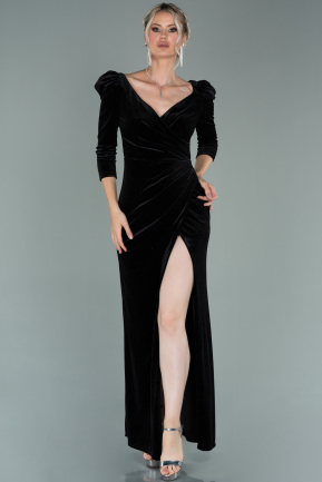 Long Black Velvet Evening Dress ABU2653