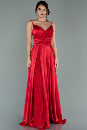 Long Red Satin Evening Dress ABU2000