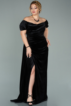 Long Black Velvet Oversized Evening Dress ABU1991