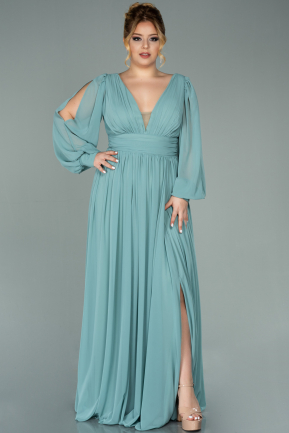 Long Turquoise Chiffon Oversized Evening Dress ABU1988