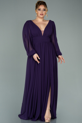 Long Purple Chiffon Oversized Evening Dress ABU1988