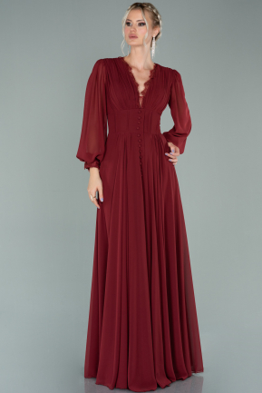Long Burgundy Chiffon Evening Dress ABU1651