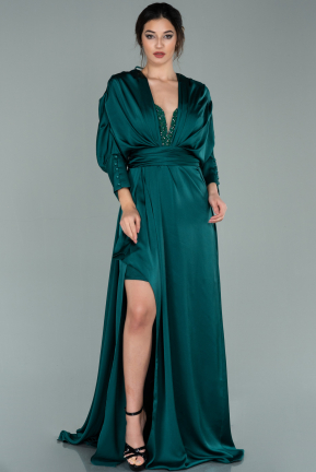 Long Emerald Green Satin Evening Dress ABU2077