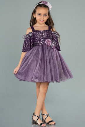 Short Purple Girl Dress ABK1058