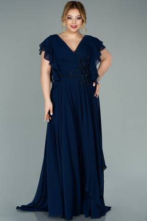 Long Navy Blue Chiffon Oversized Evening Dress ABU2105