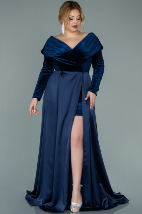 Long Navy Blue Oversized Evening Dress ABU2084