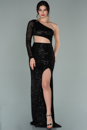 Long Black Scaly Evening Dress ABU2110