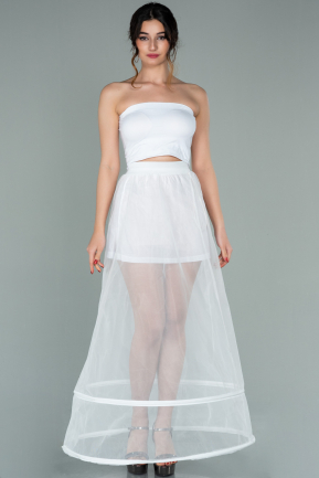White Tarlatan Evening Dresses ABN01