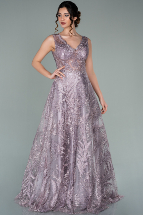 Long Lavender Laced Evening Dress ABU2146
