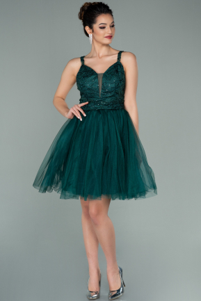 Short Emerald Green Dantelle Evening Dress ABK1231