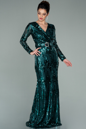 Long Emerald Green Scaly Mermaid Prom Dress ABU2139