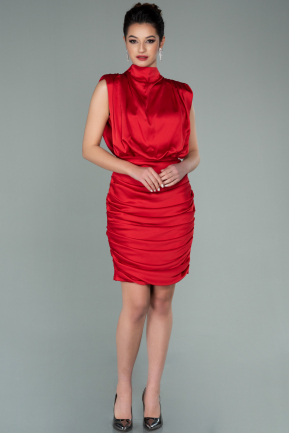 Short Red Satin Invitation Dress ABK1241