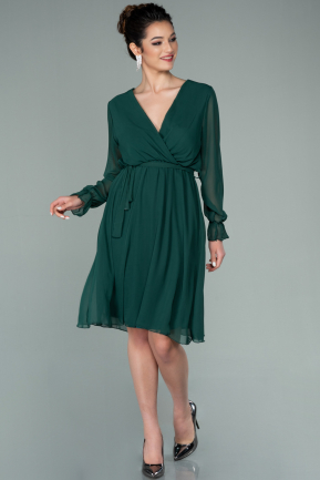 Short Emerald Green Chiffon Invitation Dress ABK1234
