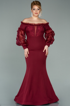 Long Burgundy Plus Size Evening Dress ABU2150