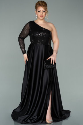 Long Black Plus Size Evening Dress ABU2165