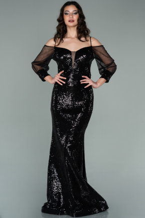 Long Black Scaly Mermaid Evening Dress ABU2168