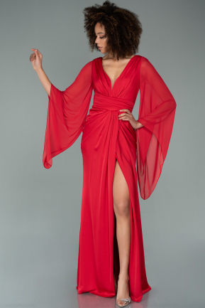 Long Red Satin Evening Dress ABU2195