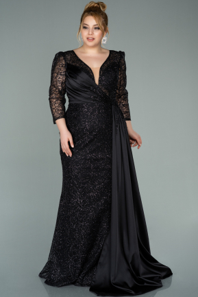 Long Black Plus Size Evening Dress ABU2201