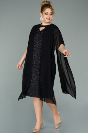 Short Black Chiffon Plus Size Evening Dress ABK1282