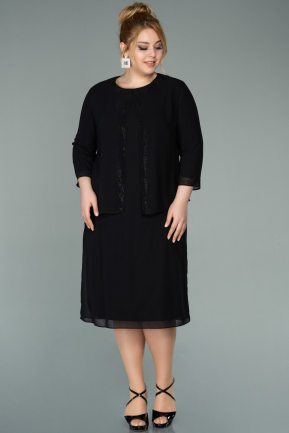 Short Black Chiffon Plus Size Evening Dress ABK1281