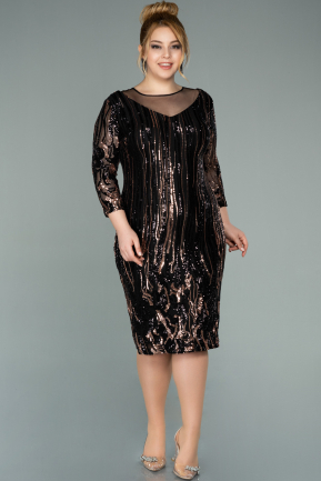 Short Black-Gold Scaly Plus Size Evening Dress ABK1287