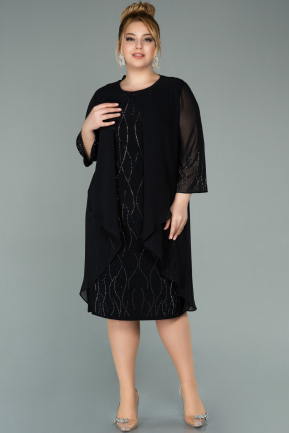 Short Black Chiffon Plus Size Evening Dress ABK1290