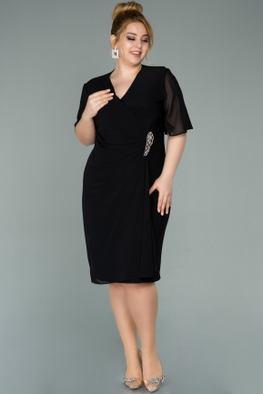 Short Black Chiffon Plus Size Evening Dress ABK1299