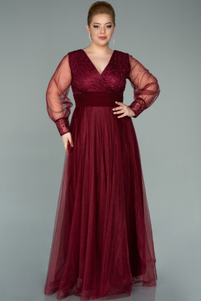 Long Burgundy Plus Size Evening Dress ABU2196