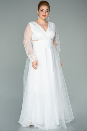 Long White Plus Size Evening Dress ABU2196