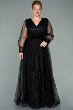 Long Black Plus Size Evening Dress ABU2196