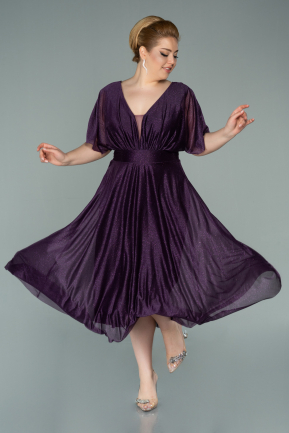 Midi Purple Plus Size Evening Dress ABK1471