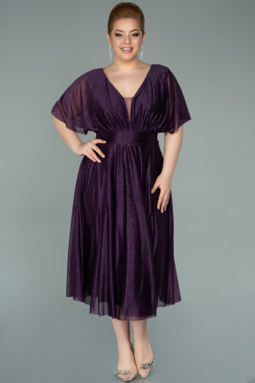 Midi Purple Plus Size Evening Dress ABK1253