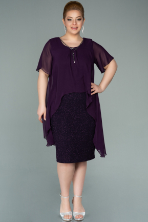 Short Purple Plus Size Evening Dress ABK063