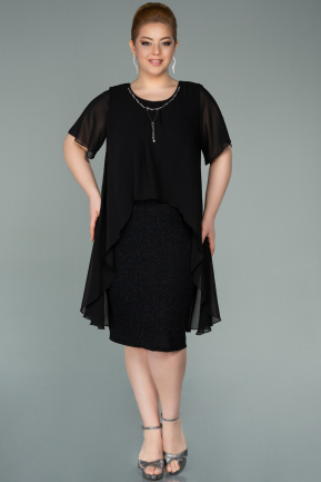Short Black Plus Size Evening Dress ABK063