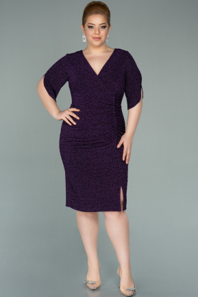Short Purple Plus Size Evening Dress ABK1276