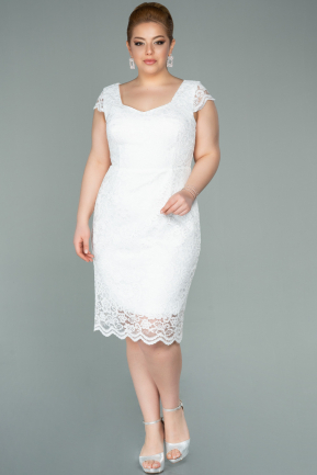 White Short Oversized Evening Dress ABK010