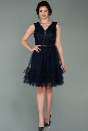 Short Navy Blue Prom Gown ABK1304