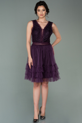 Short Purple Prom Gown ABK1304
